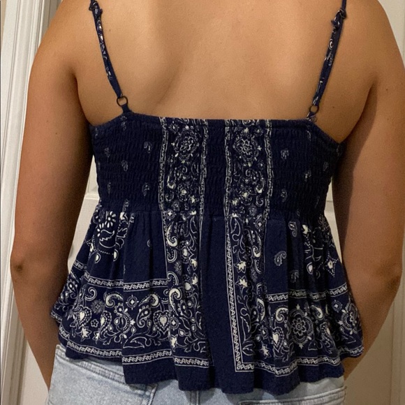 Blue Bandana Print Spaghetti Strap Top - Picture 2 of 4